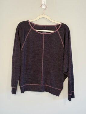 Prana Plum Top with Light Pink Trim M